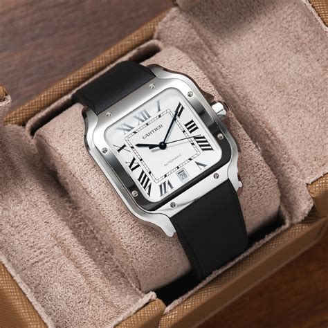 santos de cartier rubber strap|cartier santos 100 leather strap.